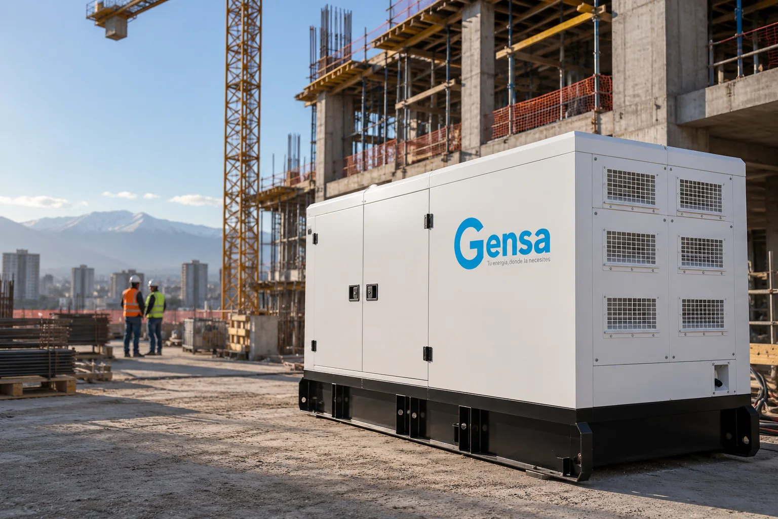 Grupo electrógeno Gensa en obra de construcción